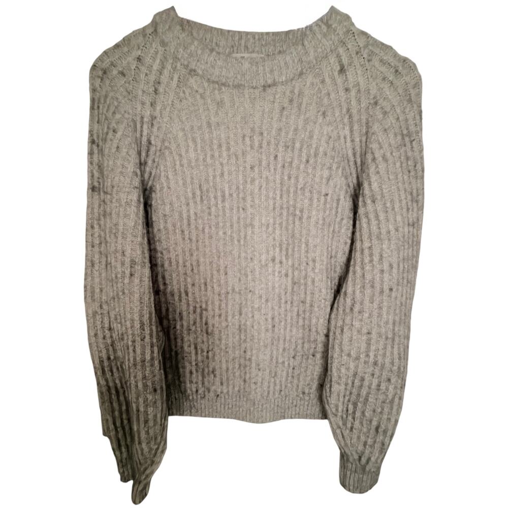 Madewell Women's XL Gray Ribbed Cotton Merino Wool Blend Pullover Sweater